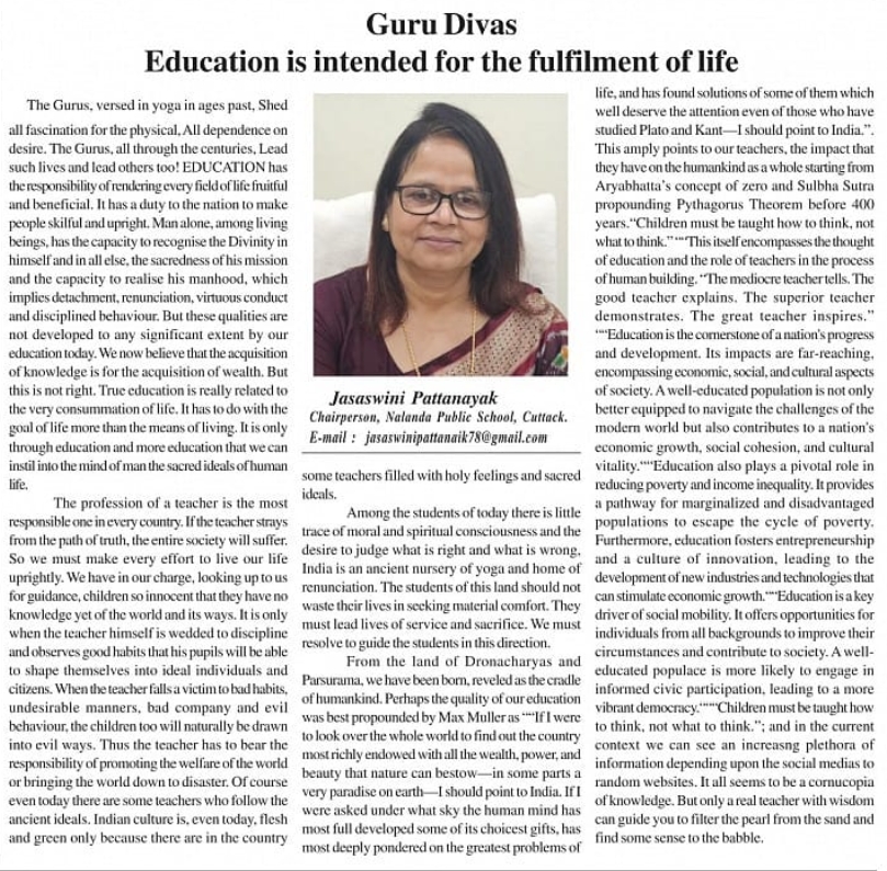 Education is intended for thr fulfillment of life